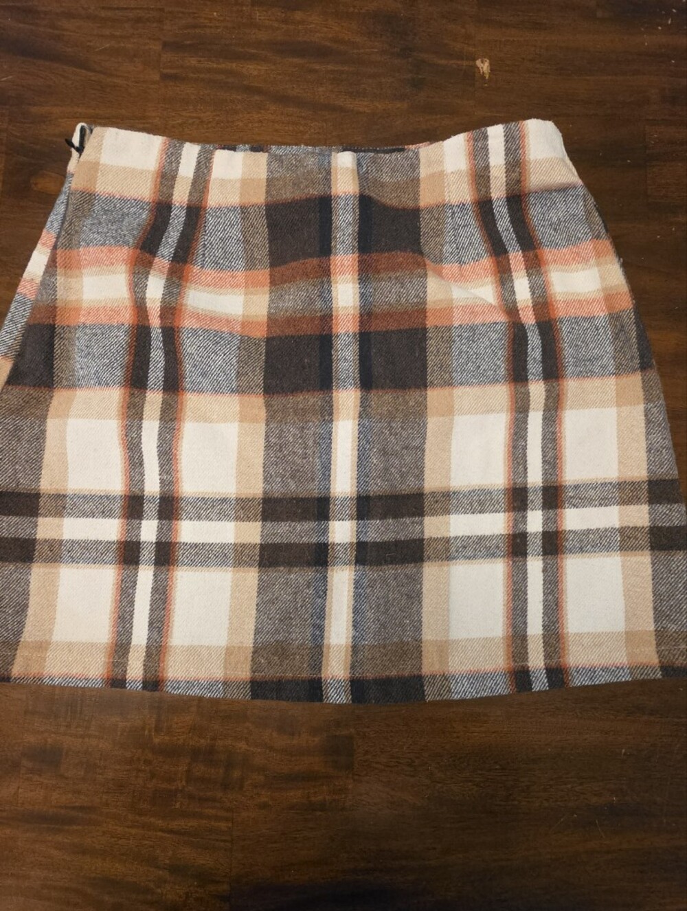 SHEIN High Waisted Plaid Mini Skirt - Brown, Orange & Cream